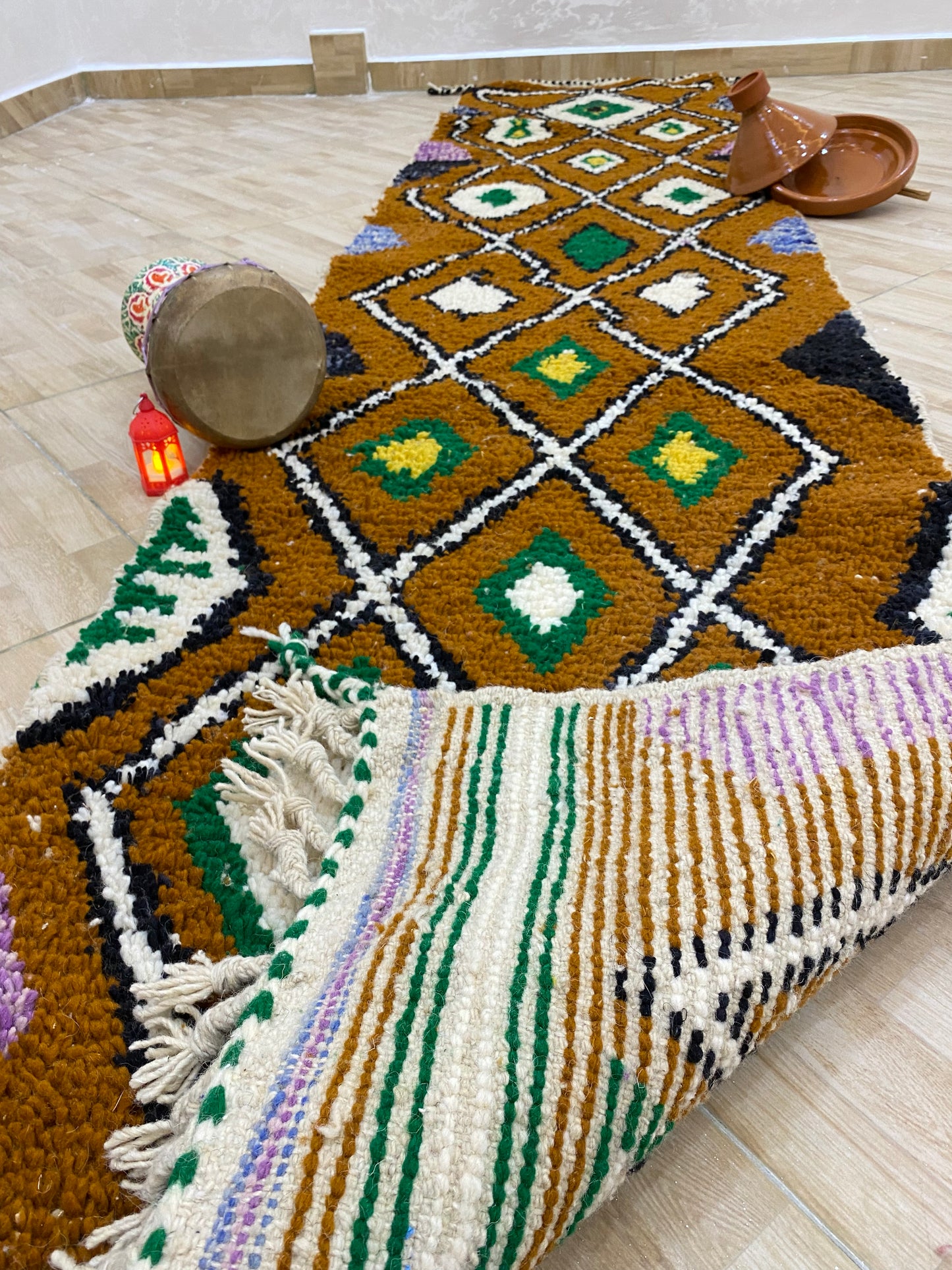 Handmade Moroccan halway Rug – Geometric Amazigh Design